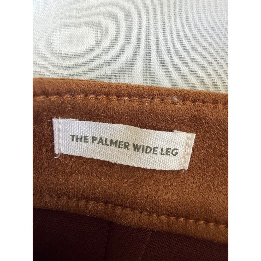 LOFT The Palmer Boho Western Chic Faux Suede Cognac Brown Wide Leg Pants Size 6 - Picture 8 of 13